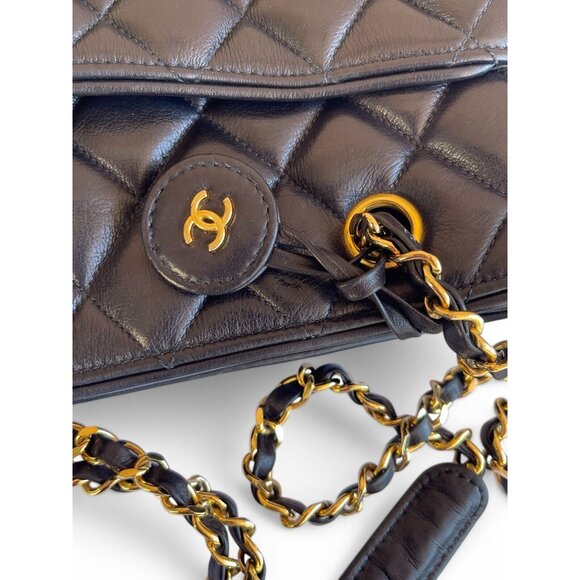 CHANEL Shopper Bag Double Chain Quilted Black Lambskin Large Tote CC Authentic - Picture 15 of 16